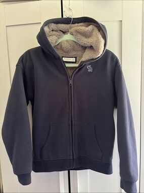 abercrombie kids Charcoal Gray Sherpa-Lined Zip Hoodie